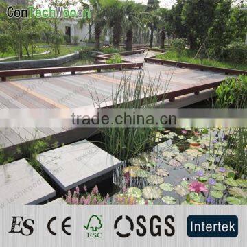 Top design with wpc waterproof wood flooring around garden pool