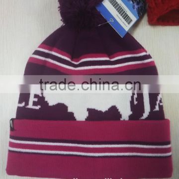 High Quality Fashion Elasticity Sports Knitted Beanie Hat with Pom Pom