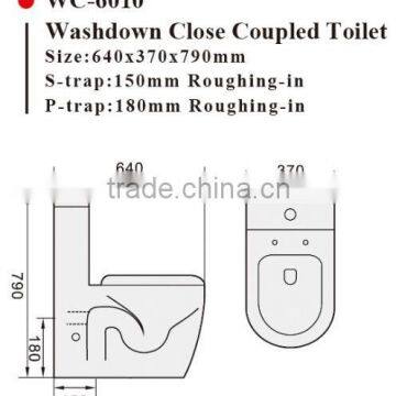 Two-Piece Washdown Watermark Toilet S/P Trap With Geberit or R&T Flush Valve Soft Closing Cover, Australian WELS WC-6010 Quality Choice photo-2