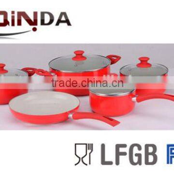 9 pcs Aluminium ceramic cooware set with induction bottom QD-SC1009