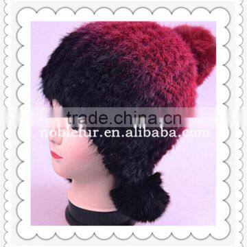 attractive design bright in colour mink fur pompom hat for young girls