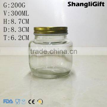 300ml Round Glass Food Jar Small Mouth Screw Top Lid