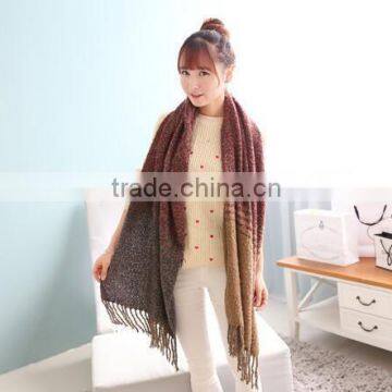 Wholesale Coral Fleece Striped Woven Warm Winter Women Shawls photo-3