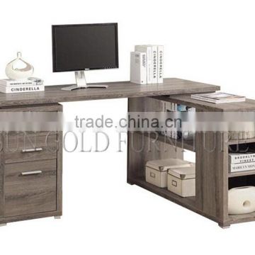 Modern L Shape Wooden Furniture Office Computer Desk with Cabinet Rack(SZ-OD462)