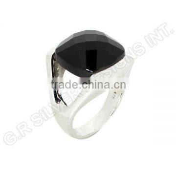 925 Wholesale Silver Black Onyx Cushion Gemstone Stylish Band Rings Jewelry photo-4