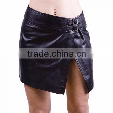 NEW 2015 BLACK BONDAGE LEATHER WOMEN'S SKIRTS SOFT LEATHER MATERIAL