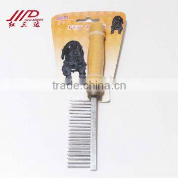 pet grooming comb with wooden handle