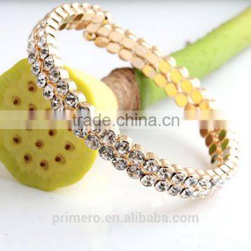 Shiny Bilayer Full Crystal Bangle 18K Rose Gold Plated Rhinestone Jewelry Bracelet photo-2