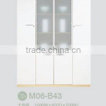 MDF modern style bookcase with glass doors model