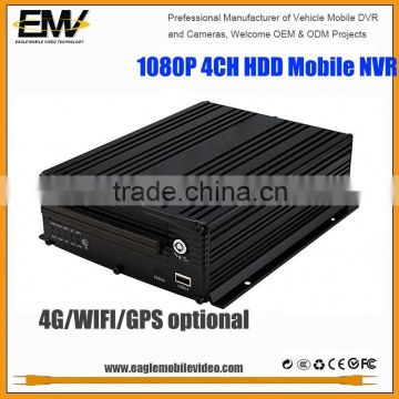 EMV 4 Channel IP 1080P h 264 net dvr black box recorder MNVR with 3G GPS WIFI G-Sensor 2TB