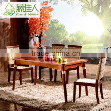 Vogue Design 6 Seat Rectangular Wooden Dining Table Chair Set