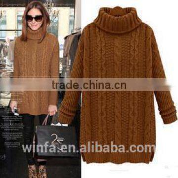 European fashion temperament cotton fabric knitted long-sleeve ladies sweater