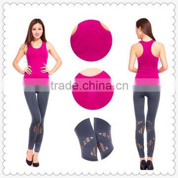 2015 seamless knitting ladies legging with mesh