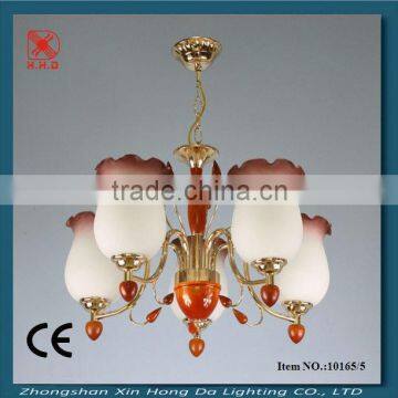 RED modern design opal glass shade chandelier light fixture with wood 10165-5