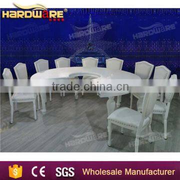 White MDF top metal leg half-moon wedding table banquet table