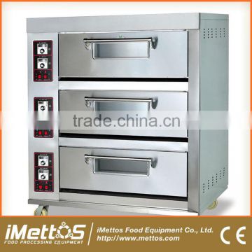 3 Layers 6 Trays Baking Gas Oven iMettos Gas Conveyor Pizza Oven