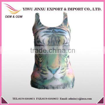 New Fashion Wholesale OEM Service Sexy Tiger Picture Custom Printed Gym Women's Tank Top