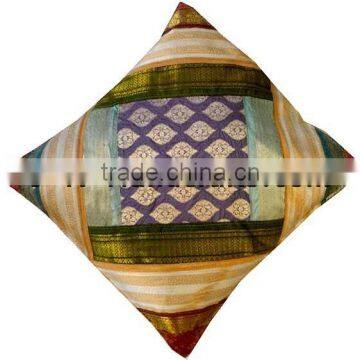 Rare Rich Indian Silk Sari Patch Brocade Cushion Covers