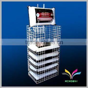 High quality best selling decorative metal wire supermarket floor standing fabric shelf