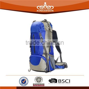 Customized blue men's camping backpack with logo