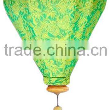 Hanging lantern made from silk, bamboo and steel