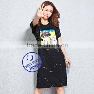 Custom Wholesale 100 Cotton Summer Casual Full Printed Lady Dress