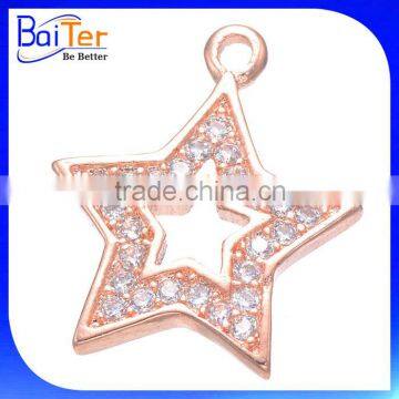 White Gold Plated Micropave Cubic Zirconia CZ 925 Sterling Silver Created Diamond Star Pendant photo-2