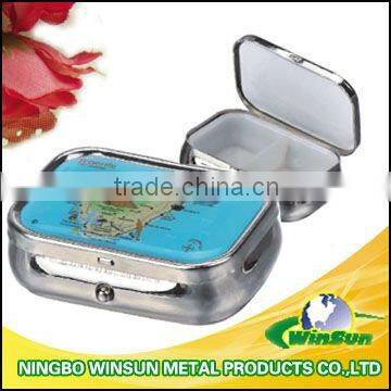 Metal Pill Box with 2-case for oval shape