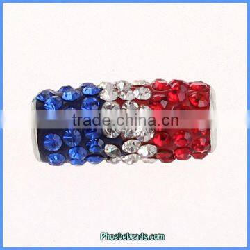 Wholesale New Arrival France Flag Rhinestone Tube Beads CTB-S006