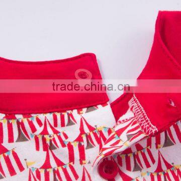 Red Blue Color Circus Tent Pattern Baby Girl Dress photo-5
