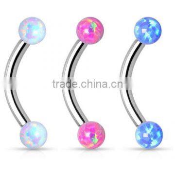 Opal Internally Threaded Curved Barbell Eyebrow Ring