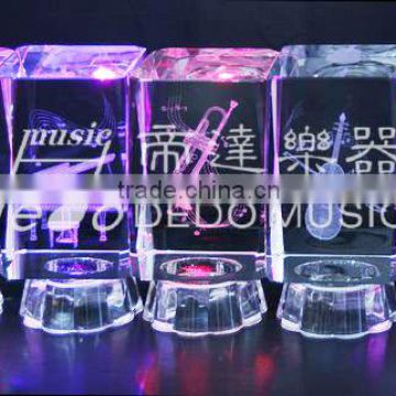 Music note engraved crystal 3D Crystal Laser Engraving Gifts