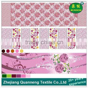 Pink flower fabric pigment printing 100% polyester microfiber fabric