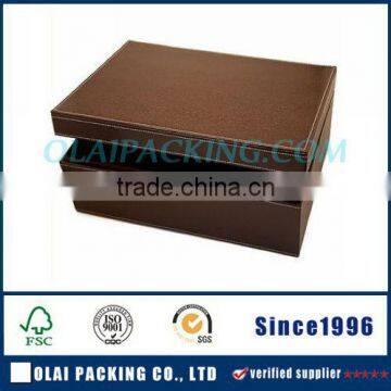 brown large capacity leather box for hamper wholesale