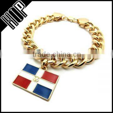 Hip Hop Dominican Republic Flag Link Bracelet