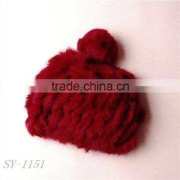 knitted fashion rabbit fur hat