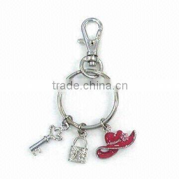 Charms Keychain, Made of Pewter Alloy, Various Designs are Available