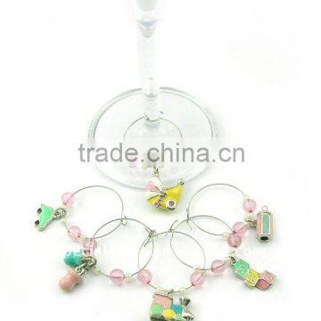 wholesale wedding wine glass charms, various designs,passed SGS factory audit and ISO 9001 certification