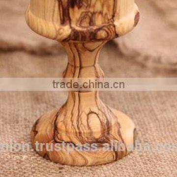 Olive Wood Carved Goblet Wineglass Hand Made photo-4