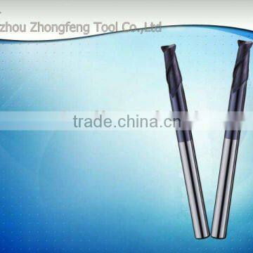 Tungsten carbide long shank corner radius end mill