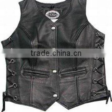 Leather Vest in Cowhide Leather , Leather Racing Vest , Leather Fashion Wears