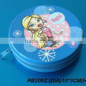 (dia)10*3cm(H) round metal zipper case, coin zipper case