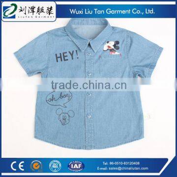 mickey printing cotton denim kids cartoon shirt