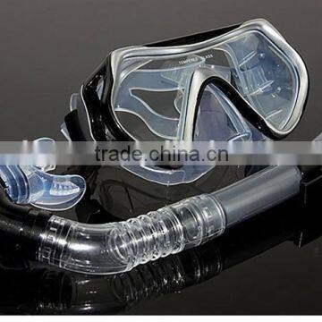 Tempered mask and snorkel set in diving mask clear vision super dry snorkel set