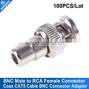 100pcs/lot BNC Male To RCA Female Adapter BNC Connector