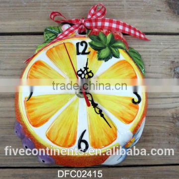 Cute ceramic emboss clock decorative hang wall clock