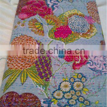 Handmade Kantha Quilt Floral tropicana Kantha Quilt Floral Kantha Blanket Kantha Bedspread Kantha Throw Kantha Bedding