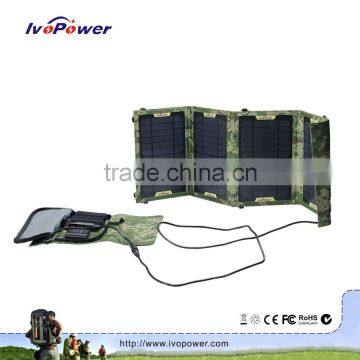 Free Sample 14W Portable Solar Charger, Foldable Waterproof Solar Panel Charger