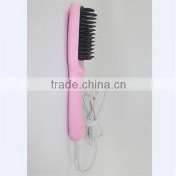 2016 Pink Black hair straightener brush with brush 30-seconds Fast heat Powerful straightened 2 in 1 anion