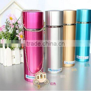 2014 Popular lady flask stainless steel lovely glitter paint vacuum bottle slim unique design thermos girls favourtie